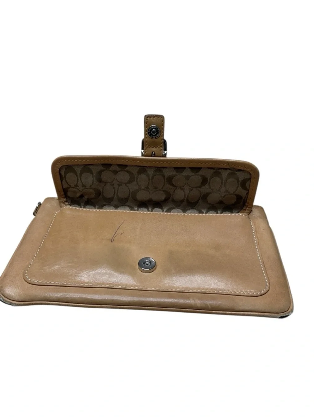 Coach Brown Leather Wristlet Clutch Wallet Small Zip Pouch